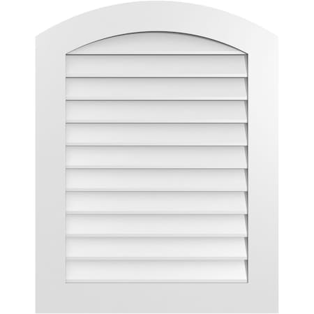 Ekena Millwork Arch Top Surface Mount PVC Gable Vent: Functional, w/ 3-1/2"W x 1"P Standard Frame, 28"W x 36"H GVPAR28X3601SF